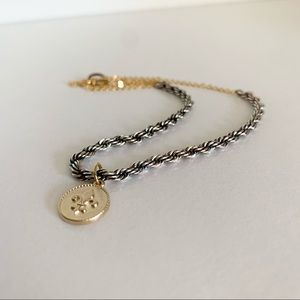 Coin charm rope chain necklace